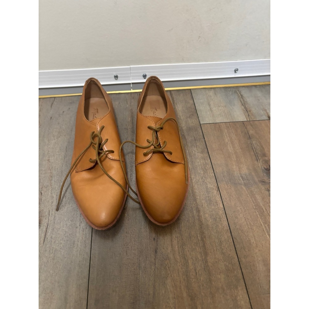 Madewell Leather Oxfords Tan English Saddle Lace Up Flats Shoes Womens 7